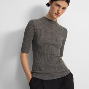Theory m wool Charcoal Ribbed Knit Top